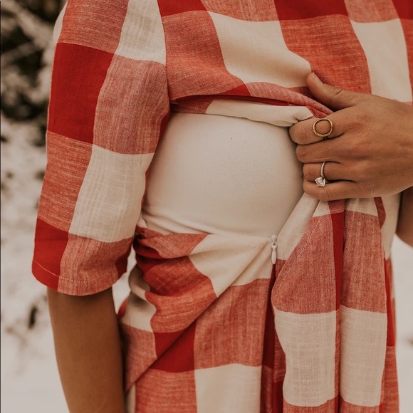 Roolee red buffalo plaid gingham Maddie mom midi maxi dress - Picture 11 of 15